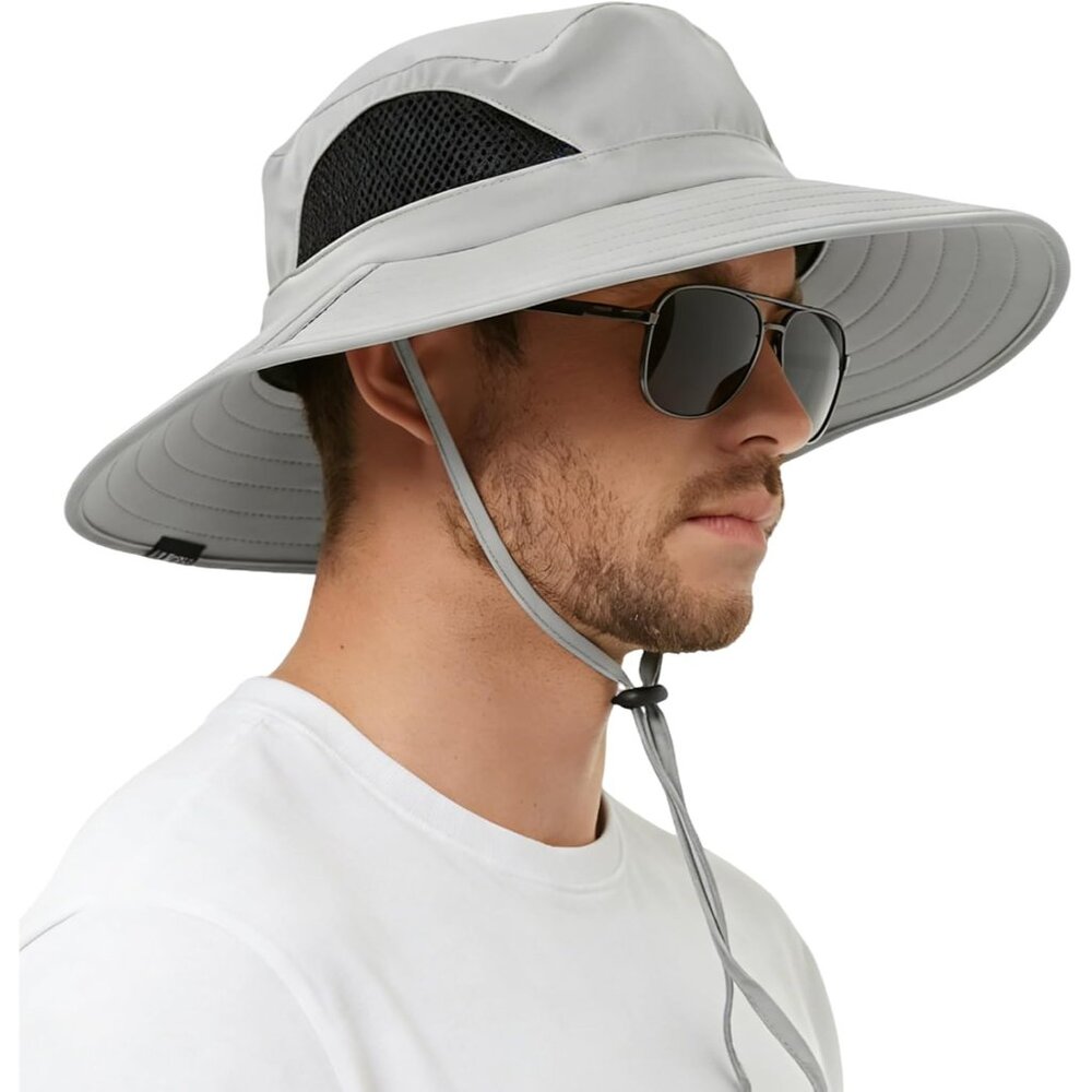 Wide Brim Sun Hat, UPF 50+ UV Protection Waterproof Packable Bucket Hat for Men